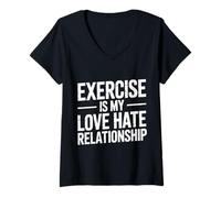 Mujer Exercise Is My Love Hate Relationship Workout Fitness - Camiseta Cuello V