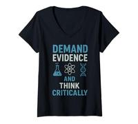 Mujer Exija evidencia y piense críticamente la mentalidad científica Camiseta Cuello V