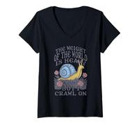 Mujer Existential Snail The Weight of The World is Heavy Crawl On Camiseta Cuello V