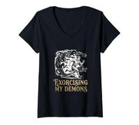 Mujer Exorcizar la Conciencia de la mentalidad de mis Demonios Camiseta Cuello V