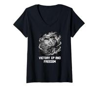 Mujer EXP DE LA Victoria Y LA Libertad George Washington Gamer Divertido Camiseta Cuello V