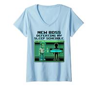 Mujer Expecting Dad Gamer New Boss Sleep Schedule Camiseta Cuello V