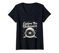 Mujer Explora el Arte de exploración Espacial Astronauta Desconocido Camiseta Cuello V