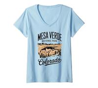 Mujer Explora el Parque Nacional Mesa Verde Colorado Camiseta Cuello V