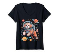 Mujer Explorador del espacio Doodle Camiseta Cuello V