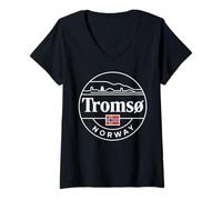 Mujer Explore Tromsø Noruega Aventura de Viaje Camiseta Cuello V
