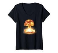 Mujer Explosión Nuclear de Nube de Hongos Camiseta Cuello V