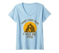 Mujer Extraño a mi Perro Lo Siento Tengo Que IR Vintage Sunset Love Camiseta Cuello V