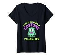 Mujer Extraño Divertido Este es mi Disfraz Humano, Soy Realmente un Extraterrestre Camiseta Cuello V