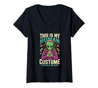 Mujer Extraño Divertido Este es mi Disfraz Humano, Soy Realmente un Extraterrestre Camiseta Cuello V