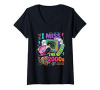 Mujer Extraño los años 2000 Vintage Dos Miles Retro 00s Camiseta Cuello V