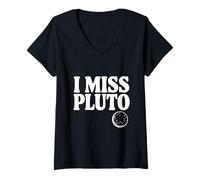 Mujer Extraño Pluto Divertido Nostálgico Amante del Espacio Camiseta Cuello V