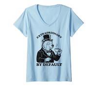 Mujer Extraordinario Amante del Oso de té Victoriano por defecto Camiseta Cuello V