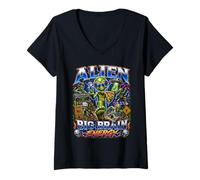 Mujer Extraterrestre DJ Running Rave Funny Alien Bootleg Camiseta Cuello V