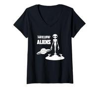 Mujer Extraterrestre emergiendo de Sombra Ciencia ficción ilustración Camiseta Cuello V
