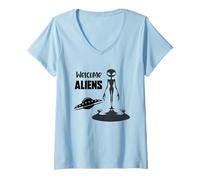 Mujer Extraterrestre emergiendo de Sombra Ciencia ficción ilustración Camiseta Cuello V