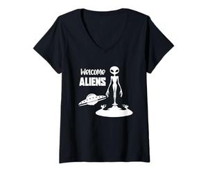 Mujer Extraterrestre emergiendo de Sombra Ciencia ficción ilustración Camiseta Cuello V