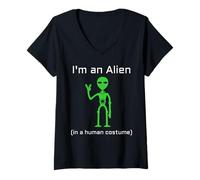 Mujer Extraterrestre Extraterrestre en un Traje Humano Camiseta Cuello V