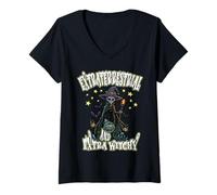 Mujer Extraterrestrial Y Extra Bruja Alien Bruja Amante del Espacio Camiseta Cuello V
