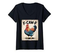 Mujer F-Caw-F Chicken FCAWF Chicken Funny Humor Japanese Art Camiseta Cuello V