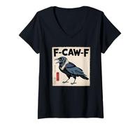 Mujer F-Caw-F Crow FCAWF Crow Funny Humor Japanese Art Camiseta Cuello V