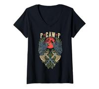 Mujer F Caw F Cuervo Cuervo Nórdico Vikingo Pájaro FCAWF Mal Lenguaje Camiseta Cuello V