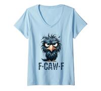 Mujer F-Caw-F Cuervo Negro Pájaro Negro Divertido Cuervo F-Caw-F Camiseta Cuello V