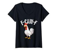 Mujer F-Caw-F Funny Chicken Hilarious Rooster Meme Graphic tee Camiseta Cuello V