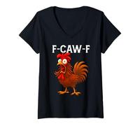 Mujer F-Caw-F Funny Chicken Humor Cita Gritando Gallo Meme Art Camiseta Cuello V