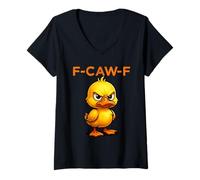 Mujer F-Caw-F Funny Duck FCAWF Humour Quote Chick Baby Pato Meme Camiseta Cuello V