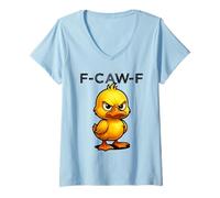 Mujer F-Caw-F Funny Duck FCAWF Humour Quote Chick Baby Pato Meme Camiseta Cuello V