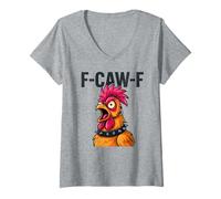 Mujer F-Caw-F - Meme del Gallo con Pollo Camiseta Cuello V