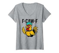 Mujer F-Caw-F - Meme del Gallo con Pollo Camiseta Cuello V