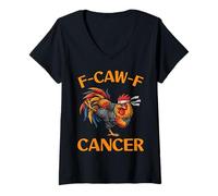 Mujer F-Caw-F Rooster Meme Divertido Pollo Humor Broma FCAWF Cáncer Camiseta Cuello V