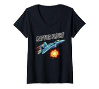 Mujer F22 Raptor Stealth Fighter Jet Avión Diseño Regalo Camiseta Cuello V
