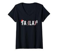 Mujer FA (LA) 8 la la Funny Christmas Music Teacher Músico Meme Camiseta Cuello V