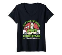 Mujer FA La La La Flossing Todo El Día Dentista Dental Navidad Camiseta Cuello V