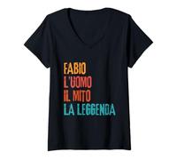 Mujer Fabio L'Uomo Il Mito La Leggenda Festa di Compleanno Camiseta Cuello V