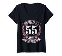 Mujer Fabricada en 1975 Dando Guerra 55 Años 55 Cumpleaños Mujer Camiseta Cuello V