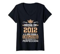 Mujer Fabulosa reina de cumpleaños número 13 hecha en español 2012 Camiseta Cuello V