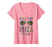 Mujer Fabuloso Viaje Chicas Ibiza 2026 Viaje Vacaciones Coincidencia Camiseta Cuello V