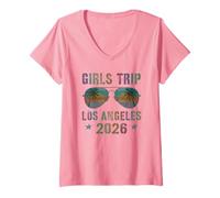 Mujer Fabuloso Viaje DE NIÑAS LOS ÁNGELES 2026 Viaje Vacaciones Camiseta Cuello V