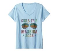 Mujer Fabuloso Viaje DE NIÑAS Madeira 2026 Vacaciones Playa Vacay Camiseta Cuello V