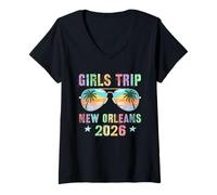 Mujer Fabuloso Viaje DE NIÑAS Nueva Orleans 2026 Vacaciones Playa Vacay Camiseta Cuello V