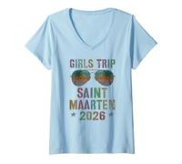 Mujer Fabuloso Viaje NIÑAS Saint Maarten 2026 Vacaciones Playa Camiseta Cuello V