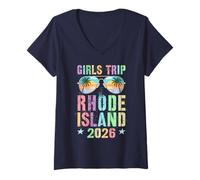Mujer Fabuloso Viaje para NIÑAS Rhode Island 2026 Vacaciones Playa Camiseta Cuello V