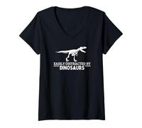 Mujer Fácilmente distraído por dinosaurios paleontología paleontólogo Camiseta Cuello V