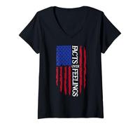Mujer Facts Over Feelings Flag Sign USA American Flag Freedom US Camiseta Cuello V
