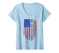 Mujer Facts Over Feelings Flag Sign USA God Family Country Freedom Camiseta Cuello V
