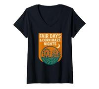 Mujer Fair Days - Camisa de Noche de Laberinto de maíz Vintage Ferris Farm Camiseta Cuello V